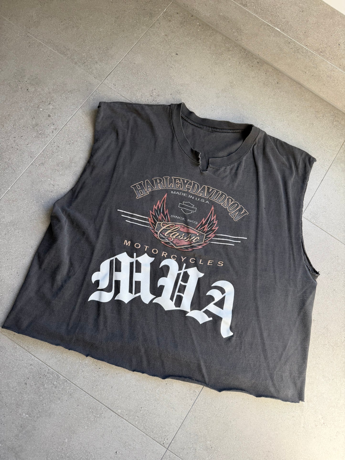 Custom cropped Harley muscle tank XL