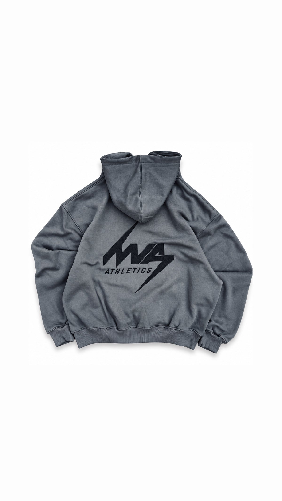 Distressed boxy zipper hoodie